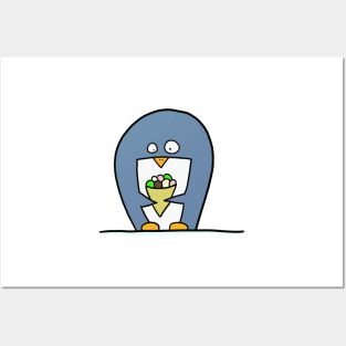 Penguin with ice cream Posters and Art